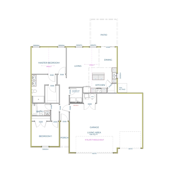 Liberty Communities Lincoln 3 Car Garage Floor plan