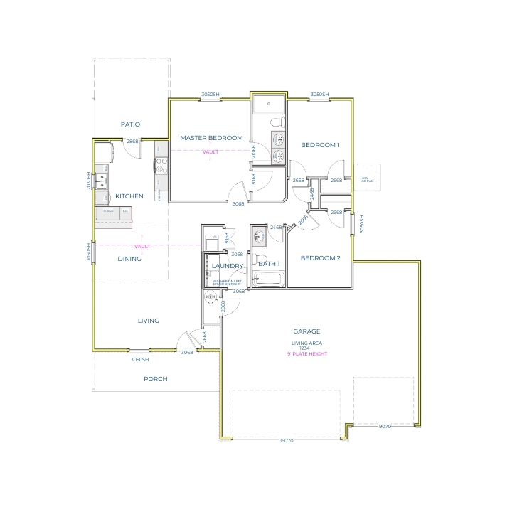 Liberty Communities Bell 3 Car Garage Floor plan