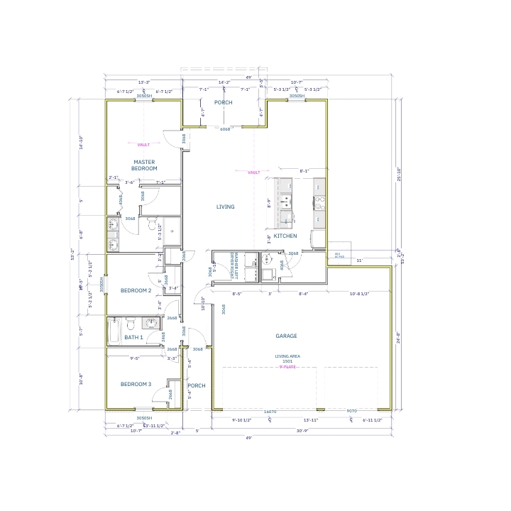 Liberty Communities Independence 3 Car Garage Floor plan