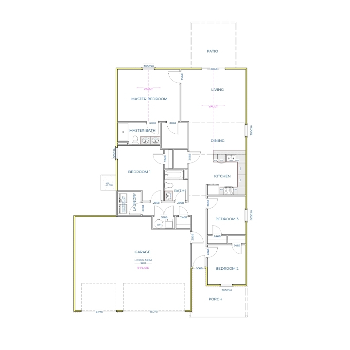 Liberty Communities Georgetown 3 Car Garage Floor plan