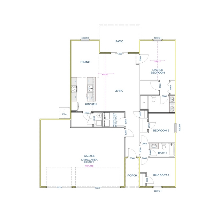 Liberty Communities Independence 3 Car Garage Floor plan