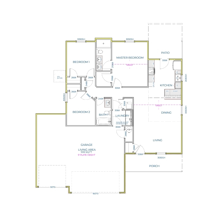 Liberty Communities Bell 3 Car Garage Floor plan