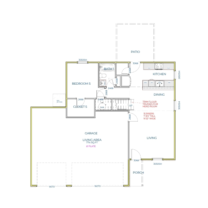 Liberty Communities Washington 3 Car Garage Floor plan